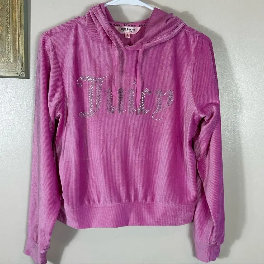 Juicy Couture Vibrant Pink Hoodie with Rhinestone Logo